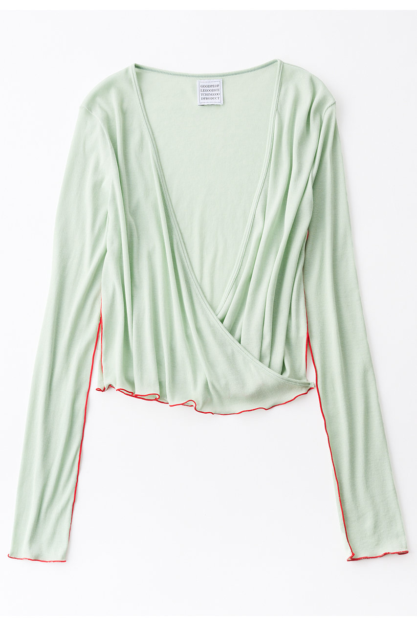 グッド ピープル グッド ステッチング グッド プロダクト/GOOD PEOPLE GOOD STITCHING GOOD PRODUCTのオーバーラッピング フロント カーディガン(ヴェリーライトグリーン/02-01-1857)