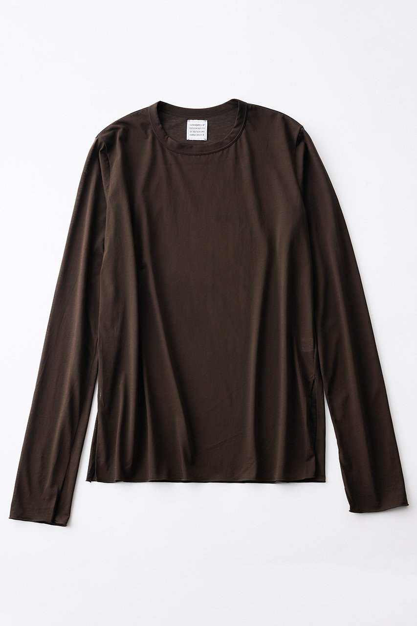 サイドスリット クルーネック ロングスリーブTシャツ