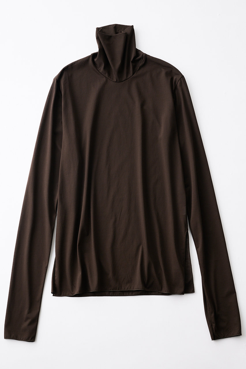 サイドスリット タートルネック ロングスリーブTシャツ