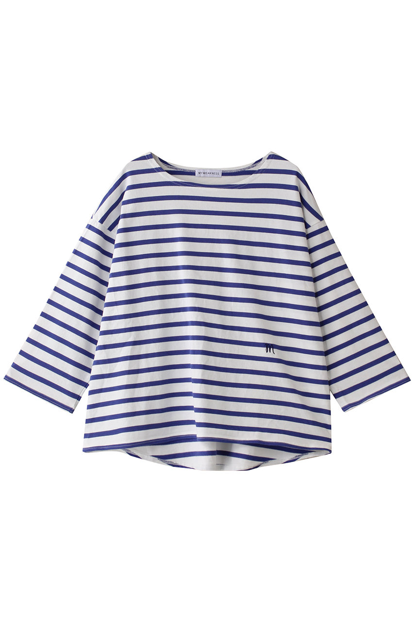 MY WEAKNESS Basque Shirt (WHITE×BLUE, F) マイ ウィークネス ELLE SHOP MY WEAKNESS Basque Shirt (WHITE×BLUE, F) マイ ウィークネス ELLE SHOP