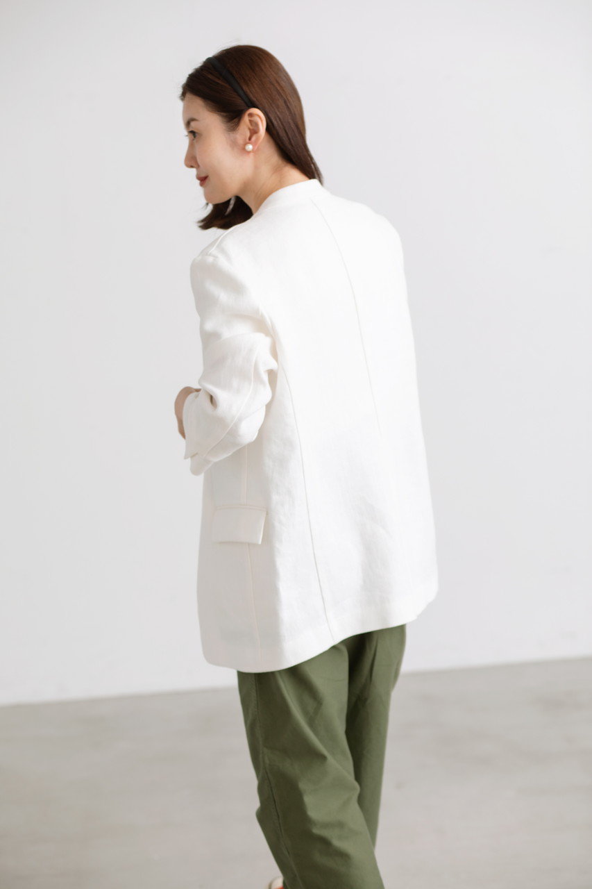 MY WEAKNESS(マイ ウィークネス)｜Sigrid Collarless Jacket/ホワイト