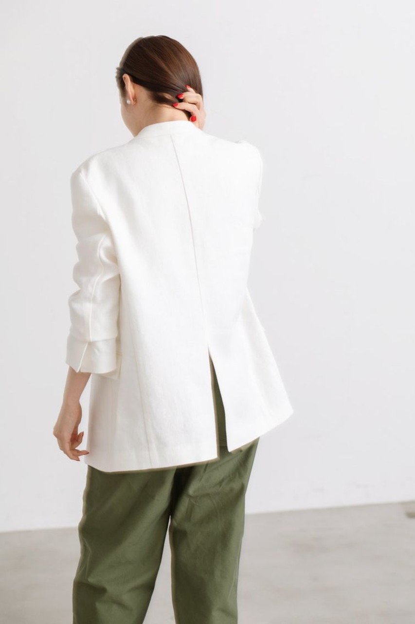 MY WEAKNESS(マイ ウィークネス)｜Sigrid Collarless Jacket/ホワイト