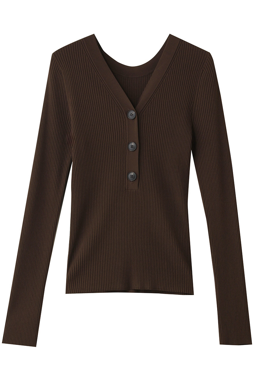 マイ ウィークネス/MY WEAKNESSのSigrid 2Way Rib Pullover(ブラウン/12-KN-15)