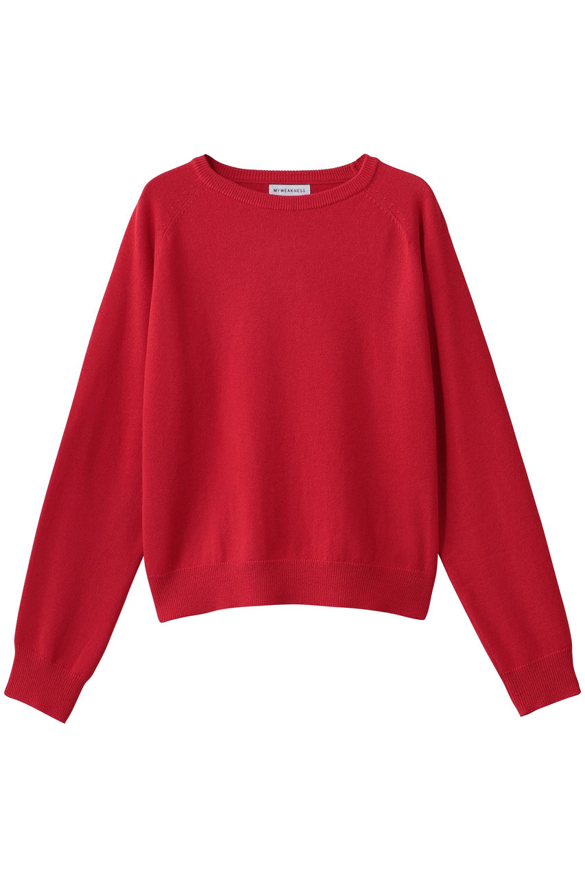 MY WEAKNESS Claire Elbow Patch Sweater (レッド, FREE) マイ ウィークネス ELLE SHOP