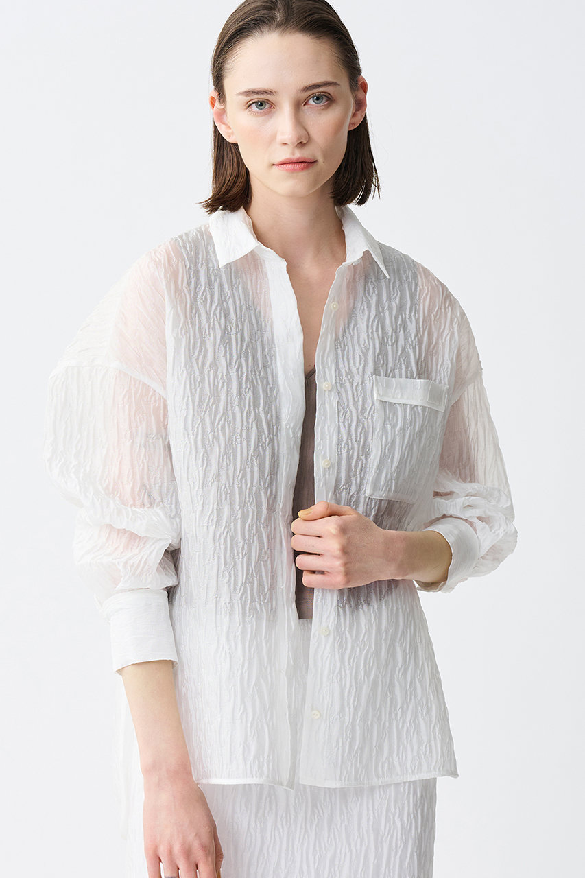アンクレイヴ　シアーブルゾン　シアーシャツ　ホワイト セール】シアー ブルゾン（uncrave WHITE）（ブルゾン