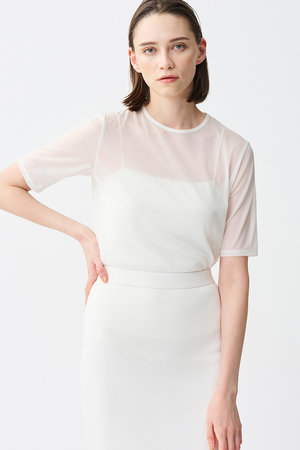 アンクレイヴ/uncraveのトリコットシフォン /ハーフスリーブカットソー(110100/110102)