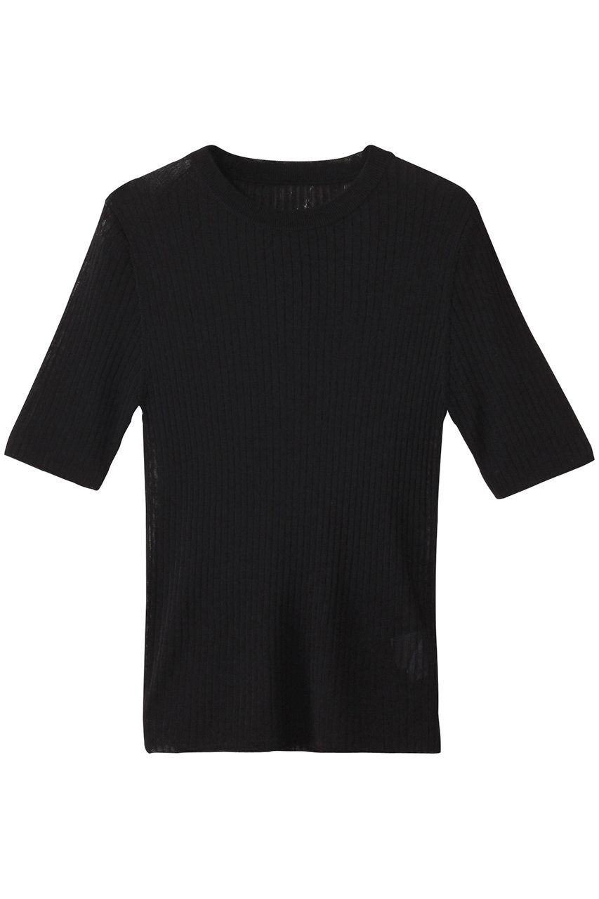 uncrave ラスターシアーニット ワイドリブトップス (ブラック, 1) アンクレイヴ ELLE SHOP uncrave ラスターシアーニット ワイドリブトップス (ブラック, 1) アンクレイヴ ELLE SHOP