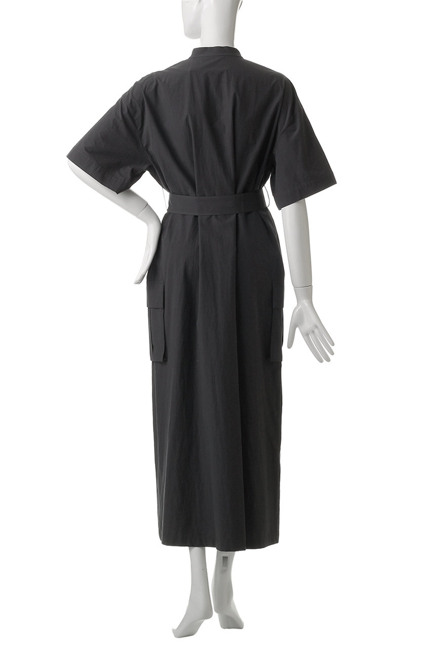 AT1872 イレーヴ コットンタイプライターロングカフタンシャツワンピース 黒 YLEVE イレーヴ コットンタイプライターロングカフタンシャツ