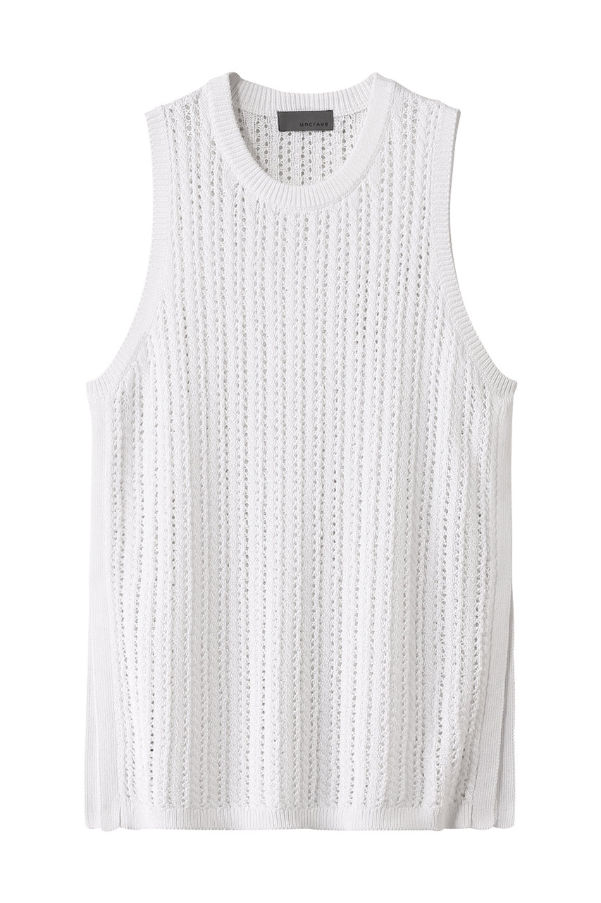 uncrave シースルーケーブルニット ノースリーブトップス (オフ, F) アンクレイヴ ELLE SHOP uncrave シースルーケーブルニット ノースリーブトップス (オフ, F) アンクレイヴ ELLE SHOP