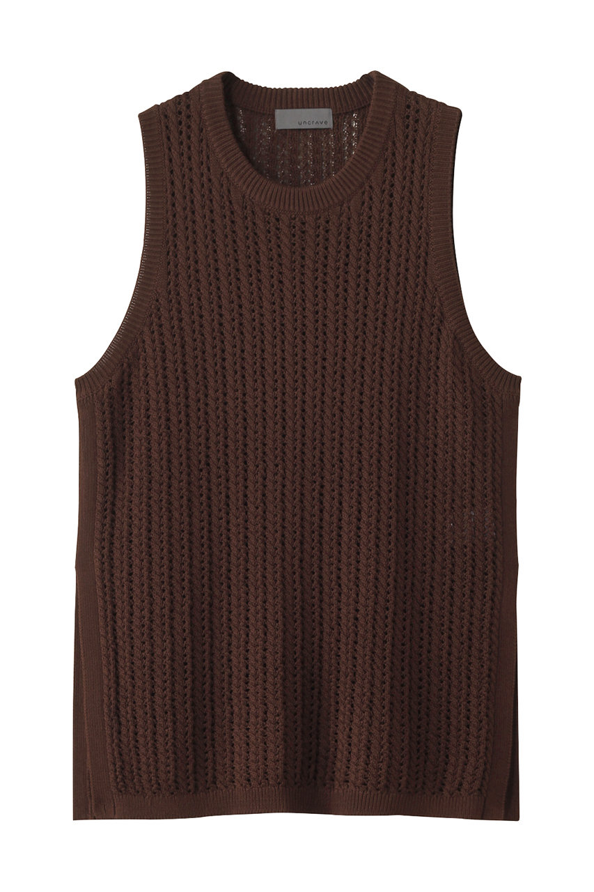 uncrave シースルーケーブルニット ノースリーブトップス (ブラウン, F) アンクレイヴ ELLE SHOP uncrave シースルーケーブルニット ノースリーブトップス (ブラウン, F) アンクレイヴ ELLE SHOP