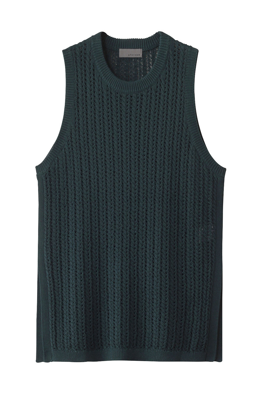 uncrave シースルーケーブルニット ノースリーブトップス (ビリジアングリーン, F) アンクレイヴ ELLE SHOP uncrave シースルーケーブルニット ノースリーブトップス (ビリジアングリーン, F) アンクレイヴ ELLE SHOP