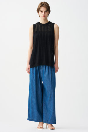 アンクレイヴ/uncraveのシースルーケーブルニット ノースリーブトップス(110300/110301)