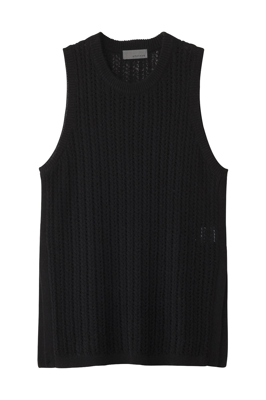 uncrave シースルーケーブルニット ノースリーブトップス (ブラック, F) アンクレイヴ ELLE SHOP uncrave シースルーケーブルニット ノースリーブトップス (ブラック, F) アンクレイヴ ELLE SHOP