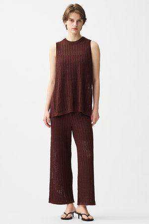 アンクレイヴ/uncraveのシースルーケーブルニットパンツ(110600/110601)