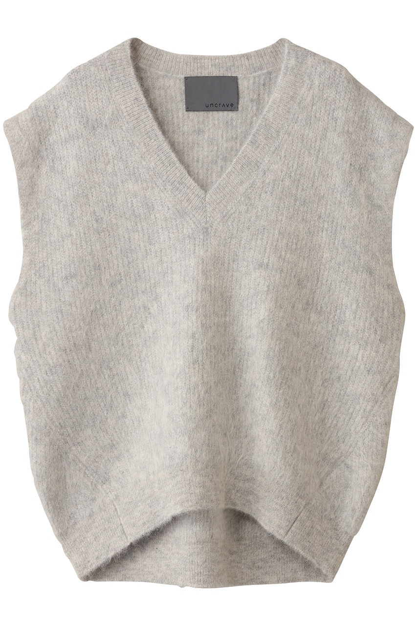アンクレイヴ/uncraveのアルパカファーニット Vネックベスト(ナチュラル/KRUVGW0204)