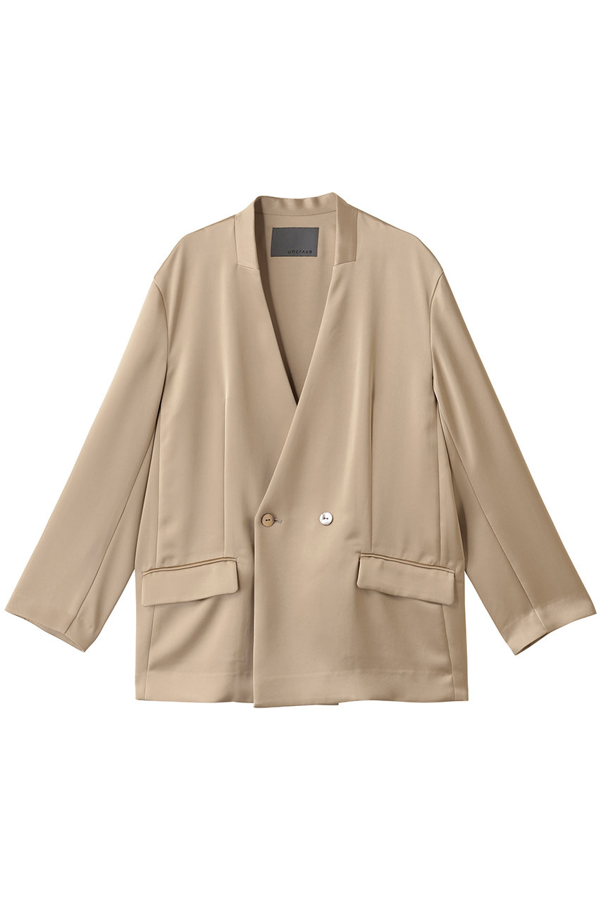 アンクレイヴ/uncraveのシャイニーダブルサテン ジャケット(ゴールドベージュ/JKUVGW0303)