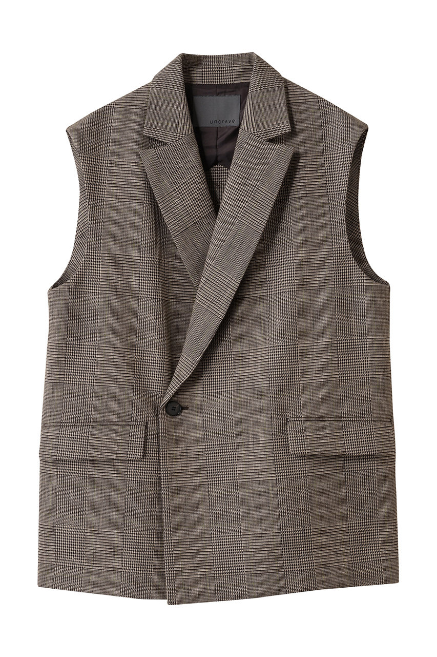 グレンチェック ジレ