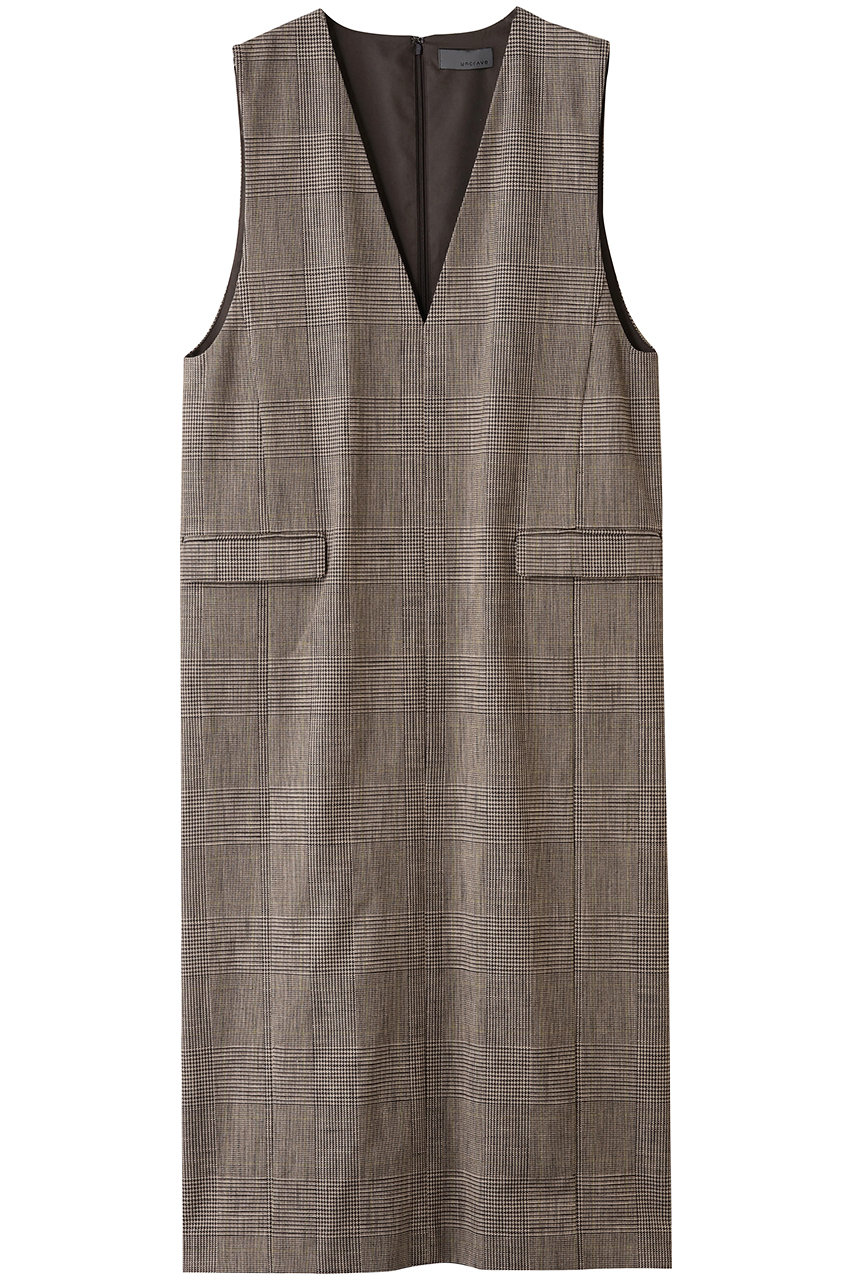 uncrave グレンチェック ワンピース (ブラウンチェック, 1) アンクレイヴ ELLE SHOP