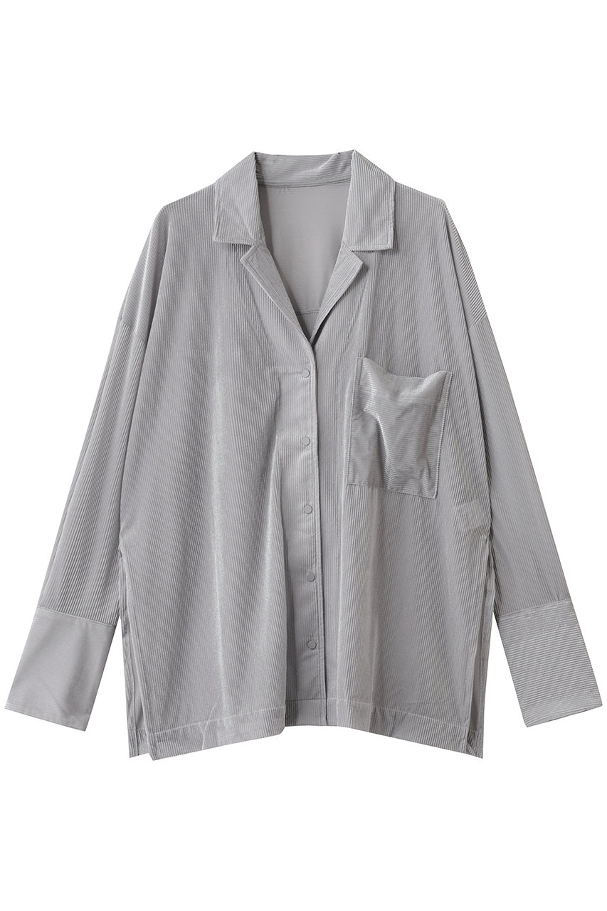 アンクレイヴ/uncraveのシアーベロアリブ シャツ(ライトグレー/BLUVGW0306)