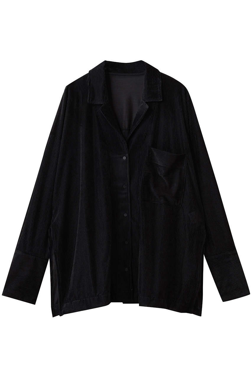 アンクレイヴ/uncraveのシアーベロアリブ シャツ(ブラック/BLUVGW0306)