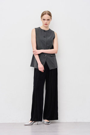 アンクレイヴ/uncraveのシアーベロアリブ ギャザーパンツ(110600/110601)