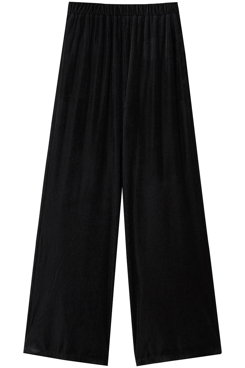 アンクレイヴ/uncraveのシアーベロアリブ ギャザーパンツ(ブラック/PRUVGW0306)