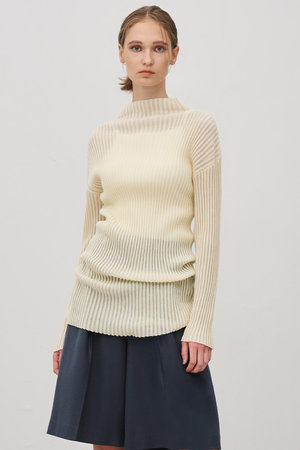 アンクレイヴ/uncraveのシアーストライプニット タートルトップス(110300/110301)