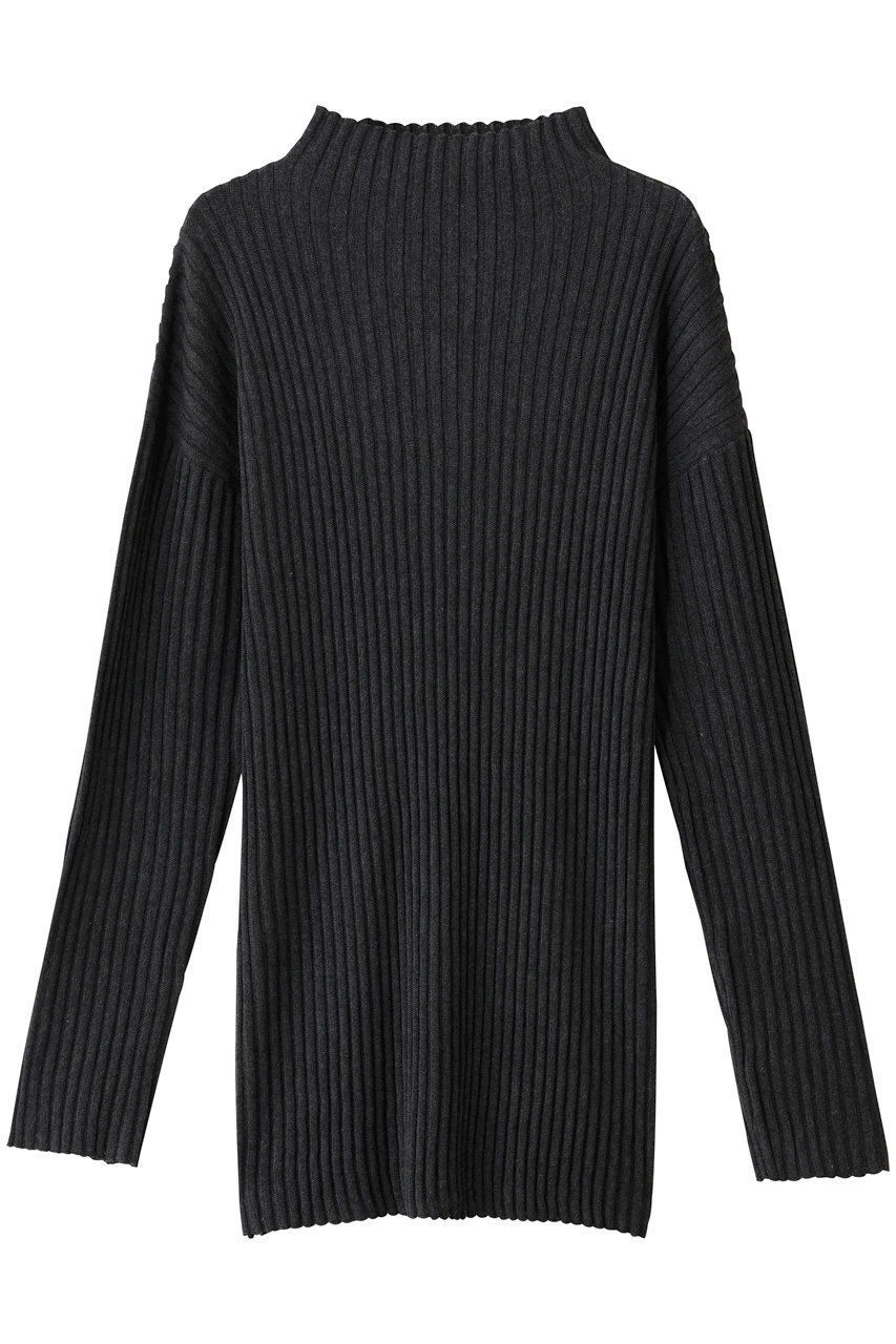 uncrave シアーストライプニット タートルトップス (チャコール, F) アンクレイヴ ELLE SHOP