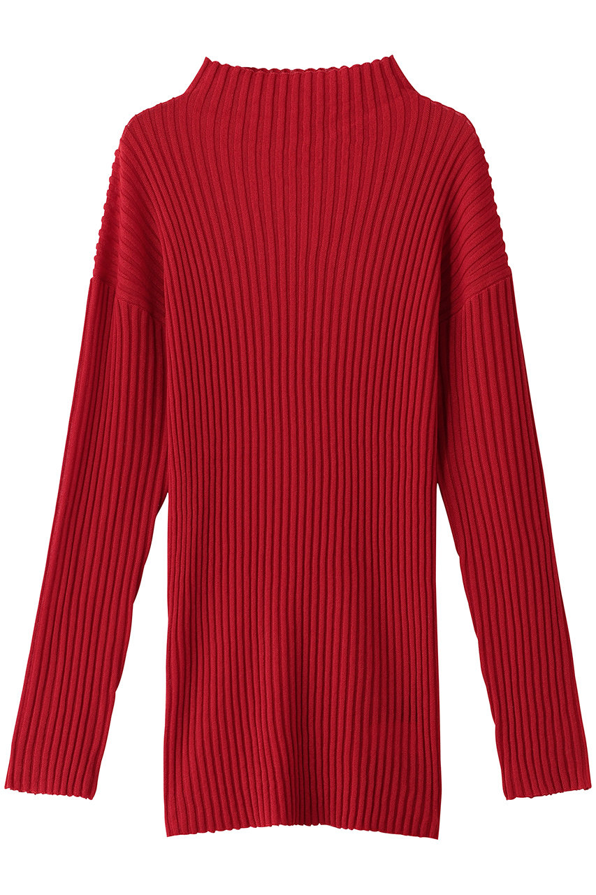 uncrave シアーストライプニット タートルトップス (レッド, F) アンクレイヴ ELLE SHOP