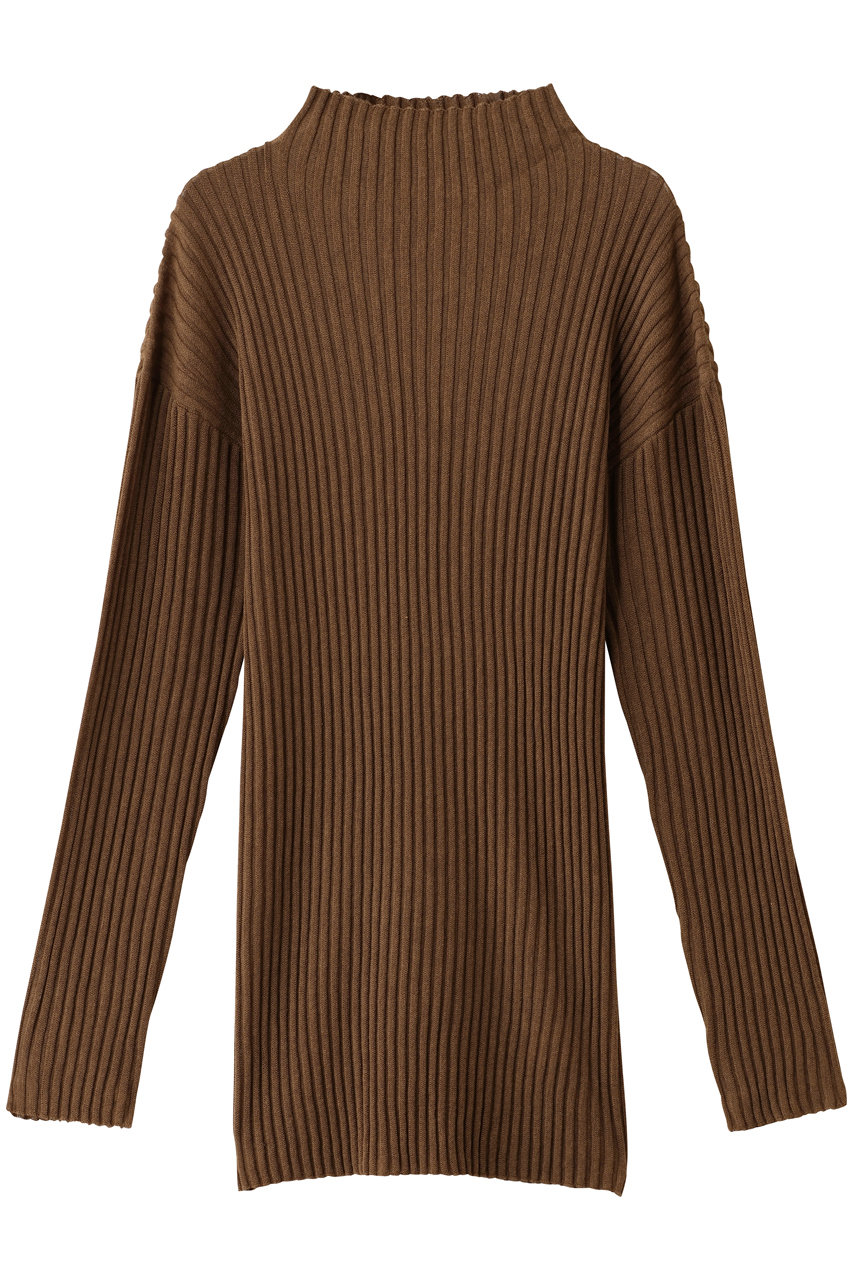 uncrave シアーストライプニット タートルトップス (キャメル, F) アンクレイヴ ELLE SHOP