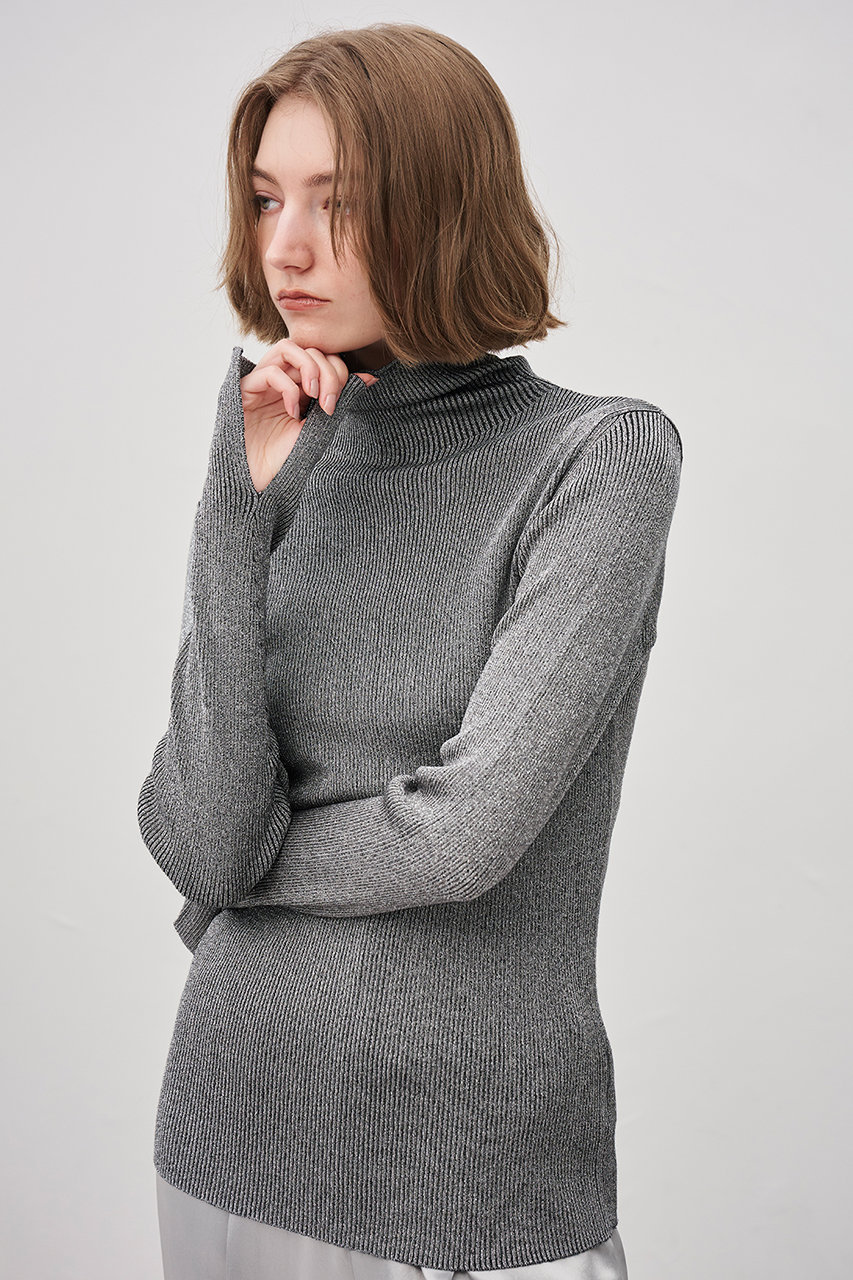 uncrave(アンクレイヴ)｜ラメニット タートルトップス/シルバーグレー