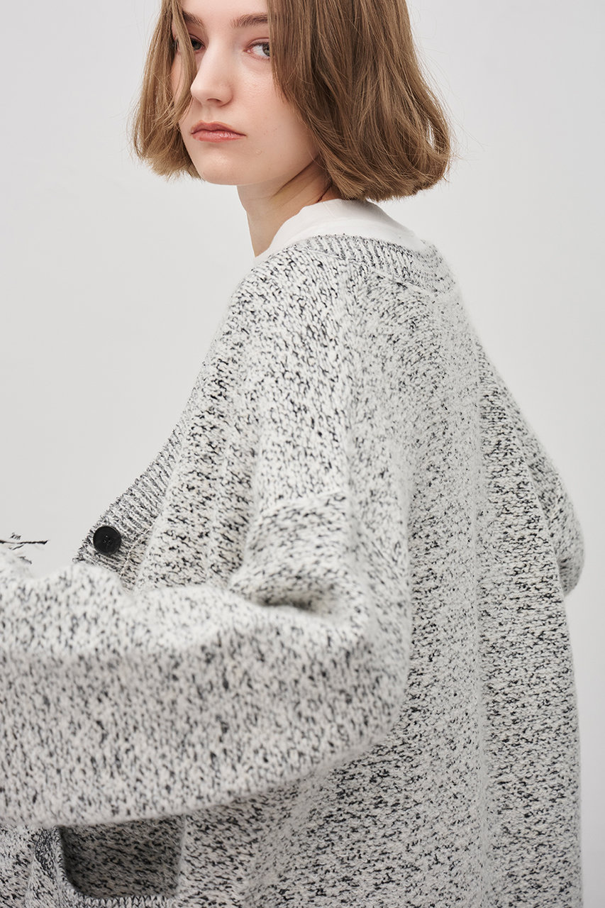 uncrave(アンクレイヴ)｜ツイードニット ジャケット/オフ×ブラック の