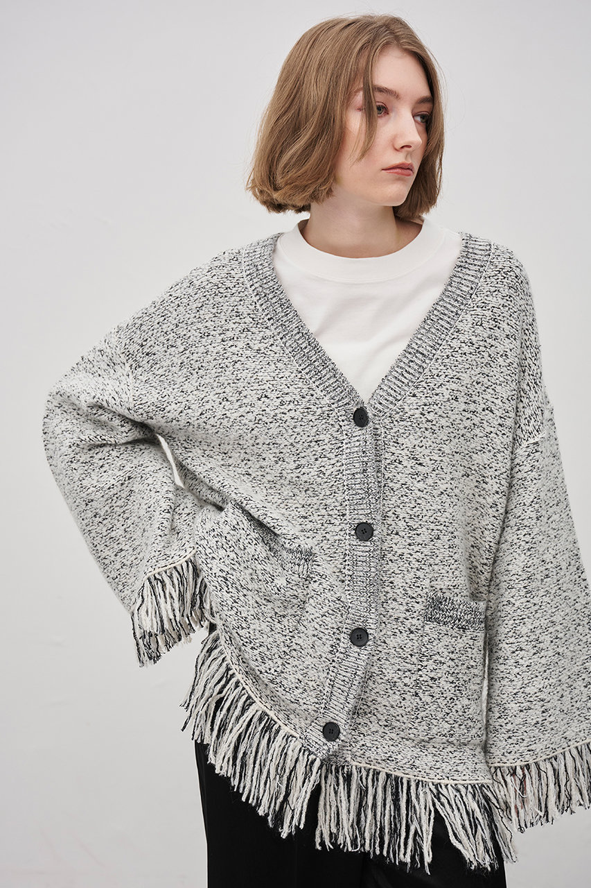 uncrave ジャガードニットジャケット チャコール　サイズ1 uncrave(アンクレイヴ)｜ツイードニット ジャケット/オフ×ブラック の