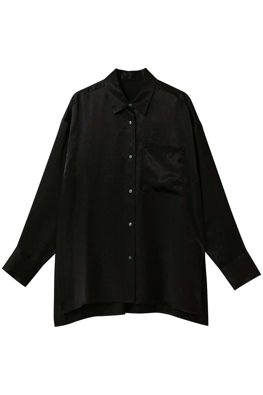 アンクレイヴ/uncraveのアセテートヴィンテージサテン ミドルシャツ(ブラック/BLUVGW0503)