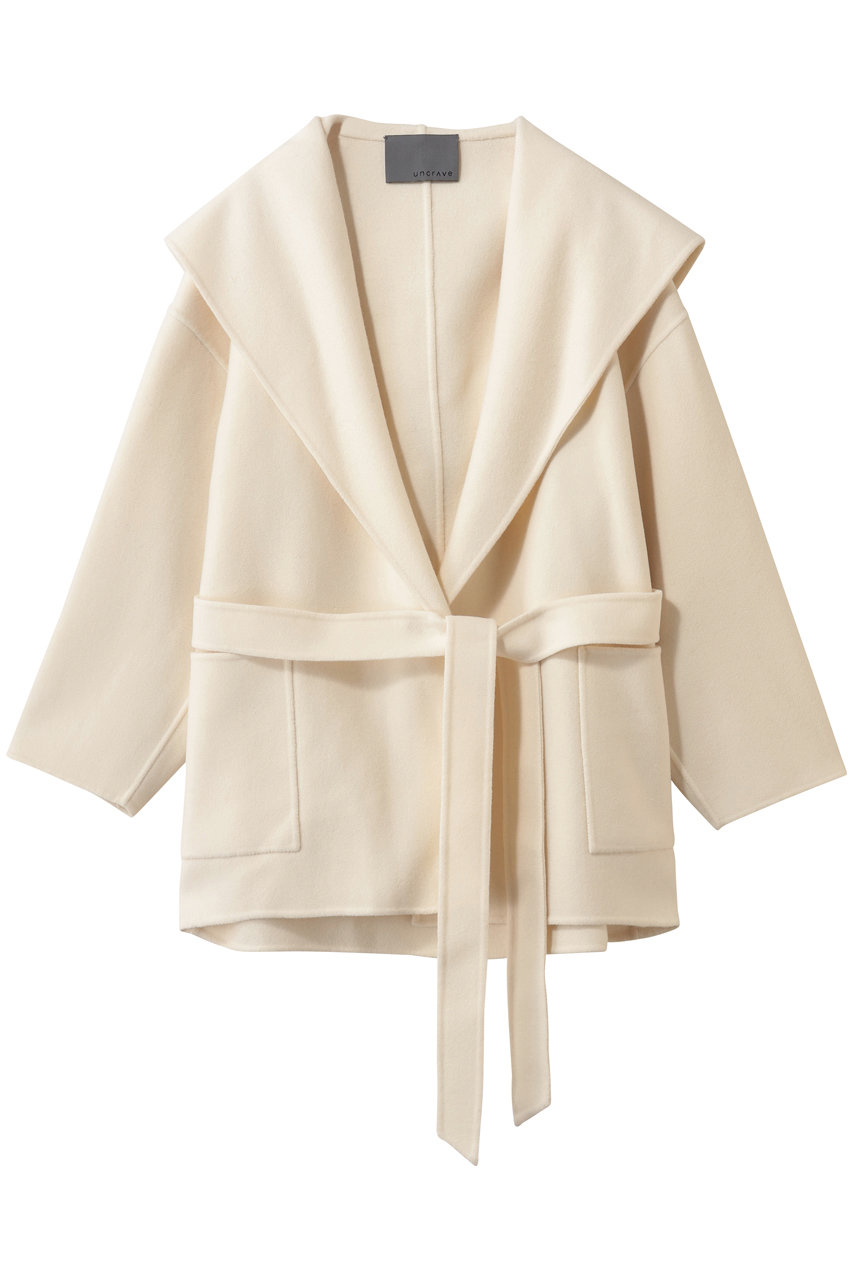uncraveアンクレイヴ リバーフーデットショートコート オフホワイト uncraveアンクレイヴ リバーフーデットショートコート オフホワイト