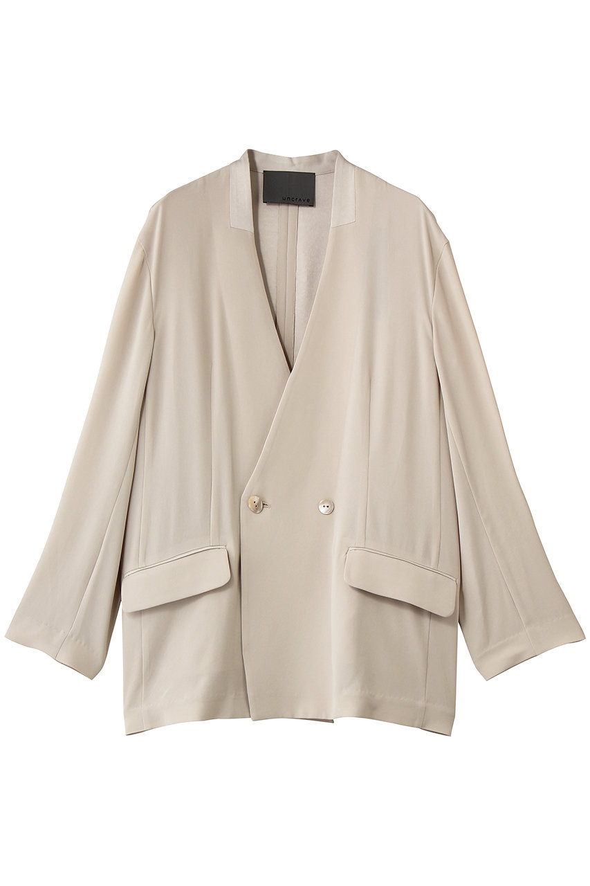 アンクレイヴ/uncraveのバックサテンジョーゼット ノーカラージャケット(ライトベージュ/JKUVGW0101)