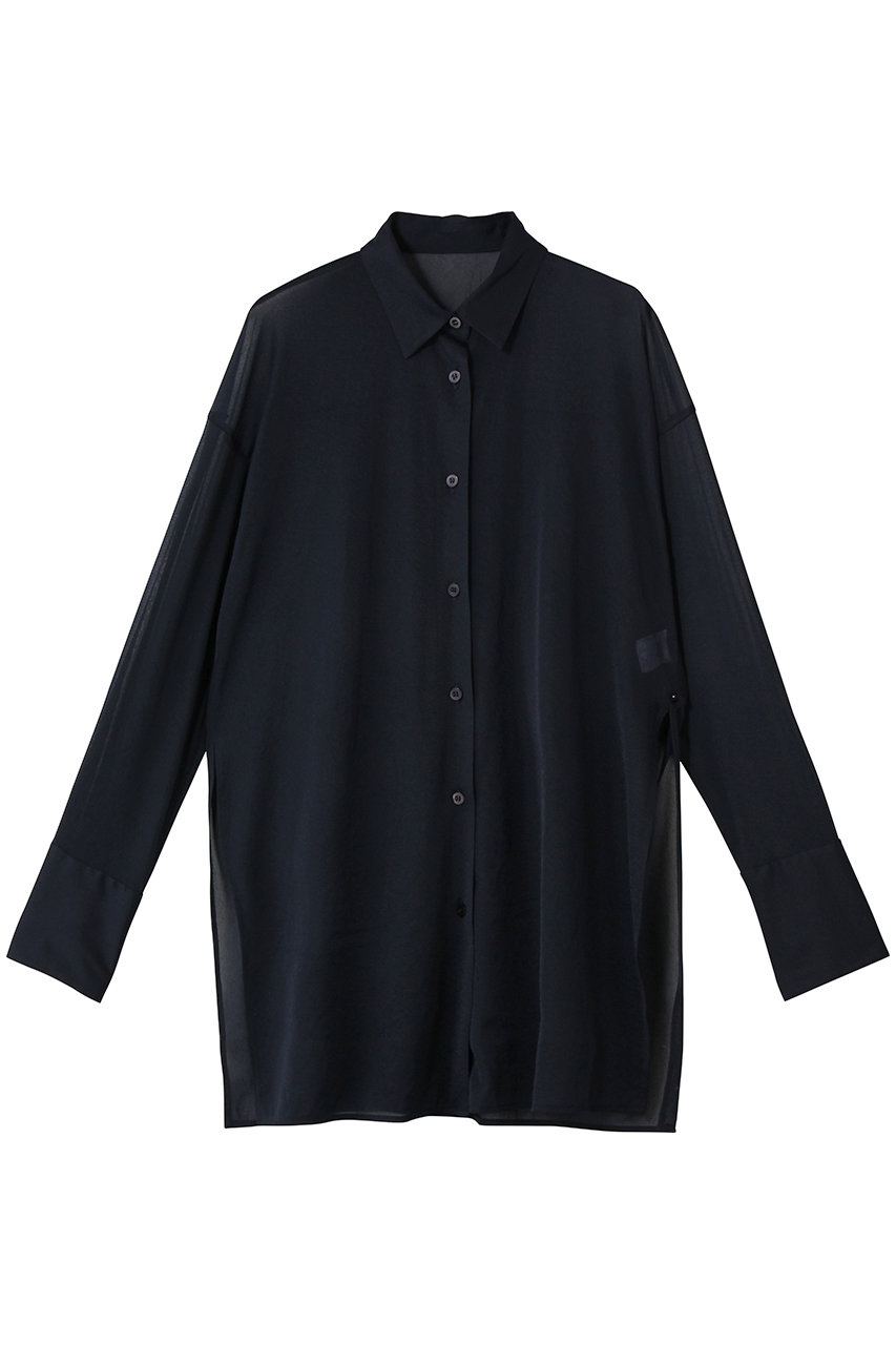 アンクレイヴ/uncraveのトリコットシフォン ロングシャツ(ネイビー/BLUVGW0102)