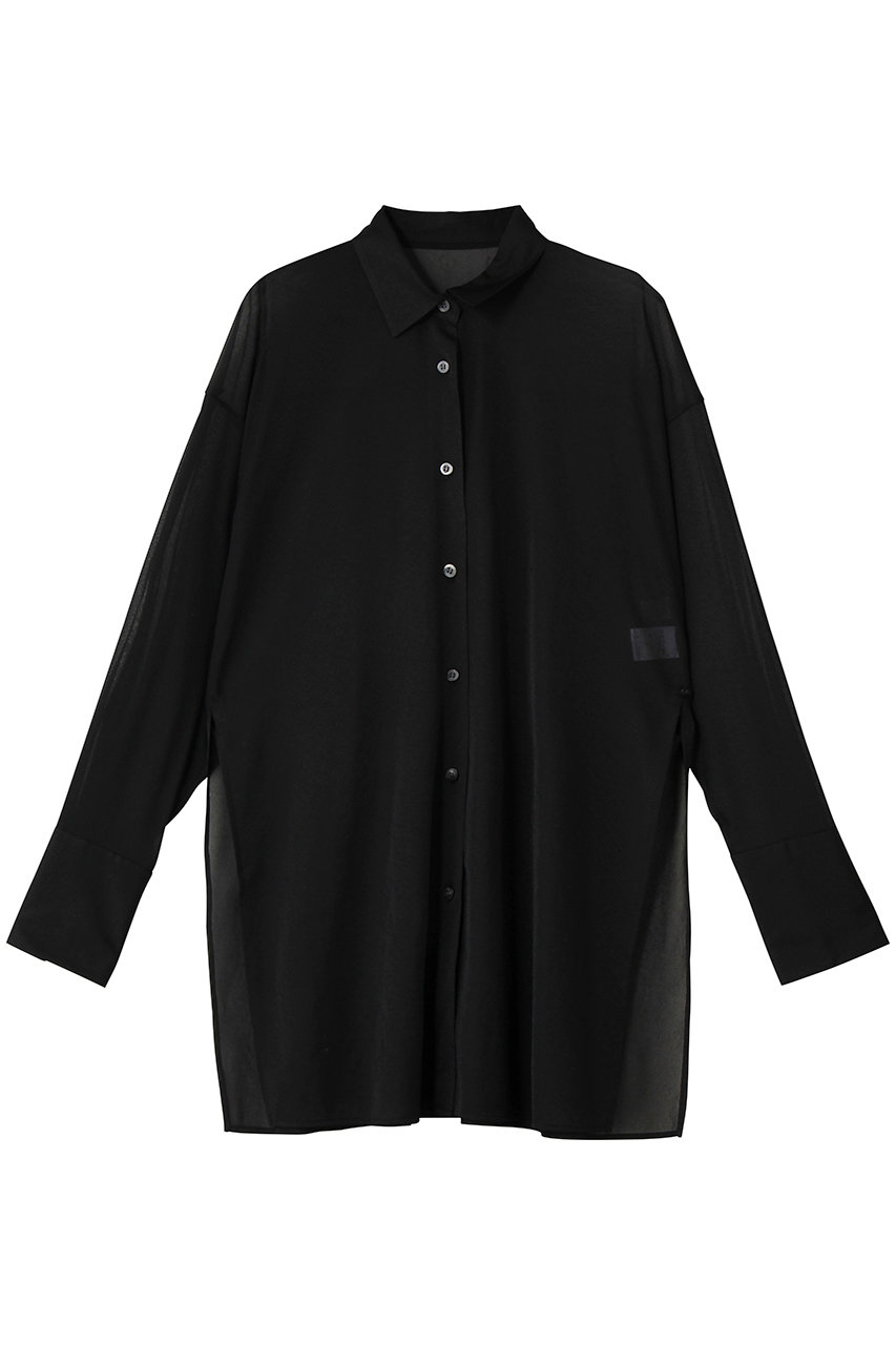 アンクレイヴ/uncraveのトリコットシフォン ロングシャツ(ブラック/BLUVGW0102)