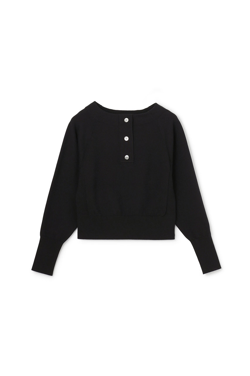 アンクレイヴ/uncraveの【2/12 12:00販売開始】スウェットライクニット ヘンリーネックトップス(ブラック/KRUVLS0205)