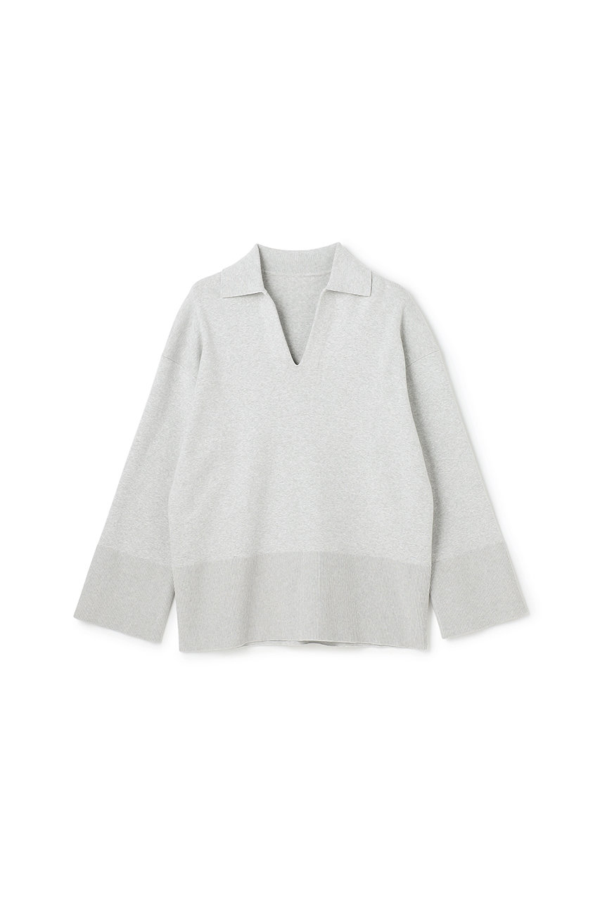 アンクレイヴ/uncraveの【2/12 12:00販売開始】スウェットライクニット スキッパートップス(TOPグレー/KRUVLS0206)