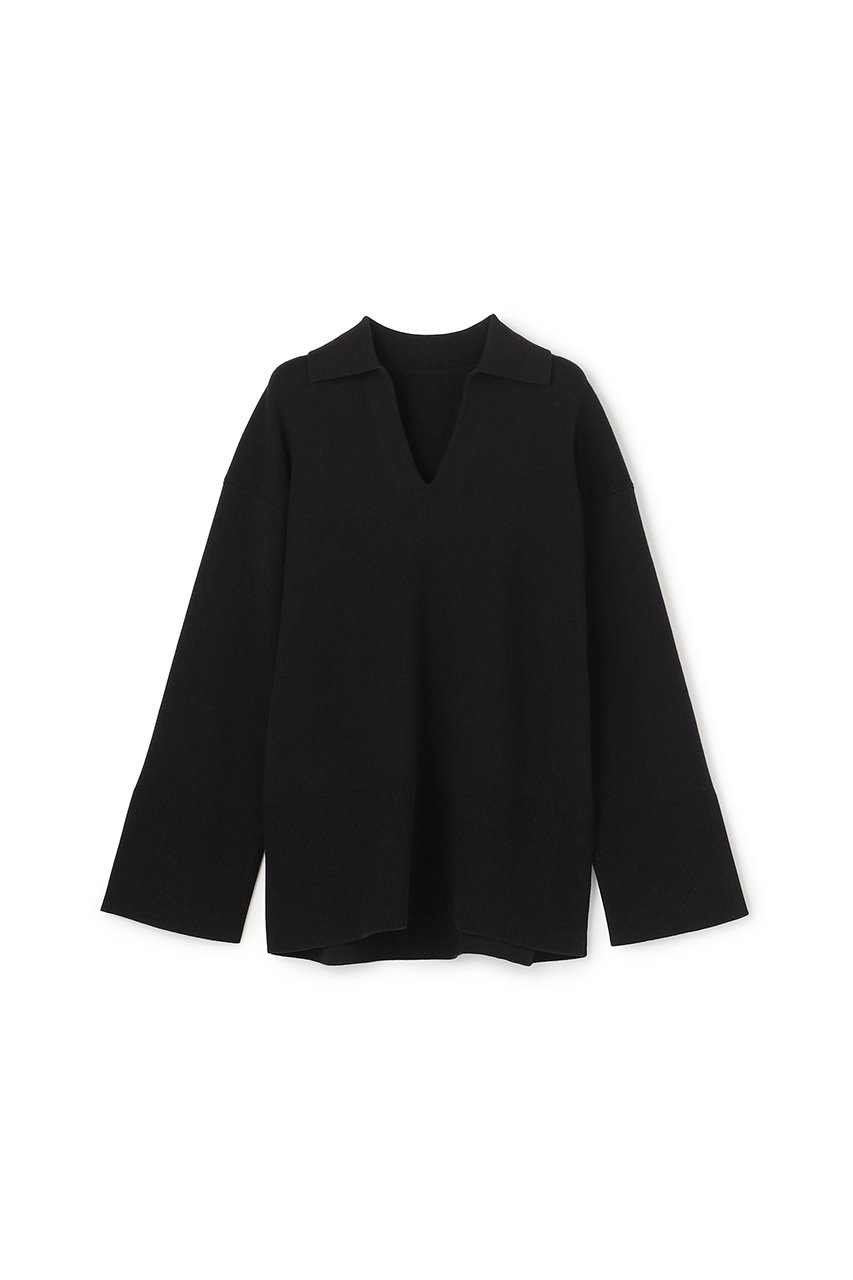 アンクレイヴ/uncraveの【2/12 12:00販売開始】スウェットライクニット スキッパートップス(ブラック/KRUVLS0206)