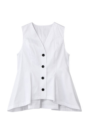 アンクレイヴ/uncraveのコットンクロスプレーン ペプラムジレブラウス(110400/110401)