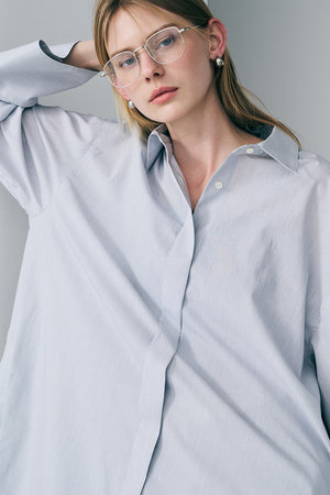 アンクレイヴ/uncraveのコットンクロスストライプ BIGシャツ(110400/110403)