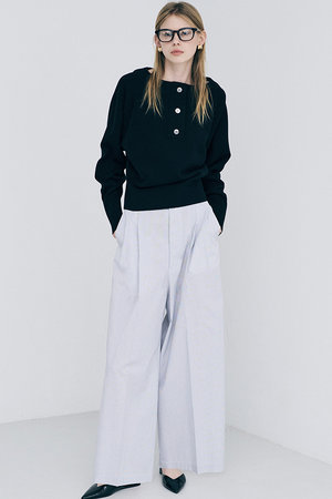 アンクレイヴ/uncraveのコットンクロスストライプ ワイドトラウザー(110600/110601)