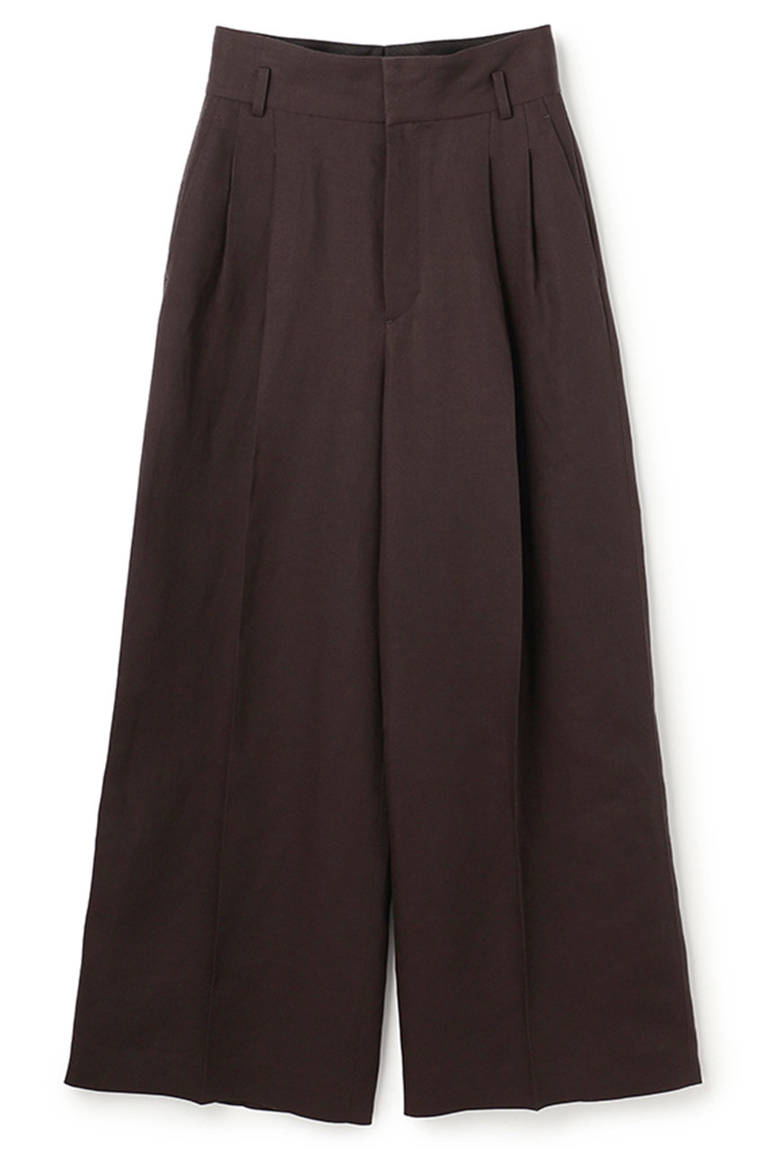 アンクレイヴ/uncraveのリヨセルライトリネン ワイドトラウザー(ダークブラウン/PRUVLS0305)
