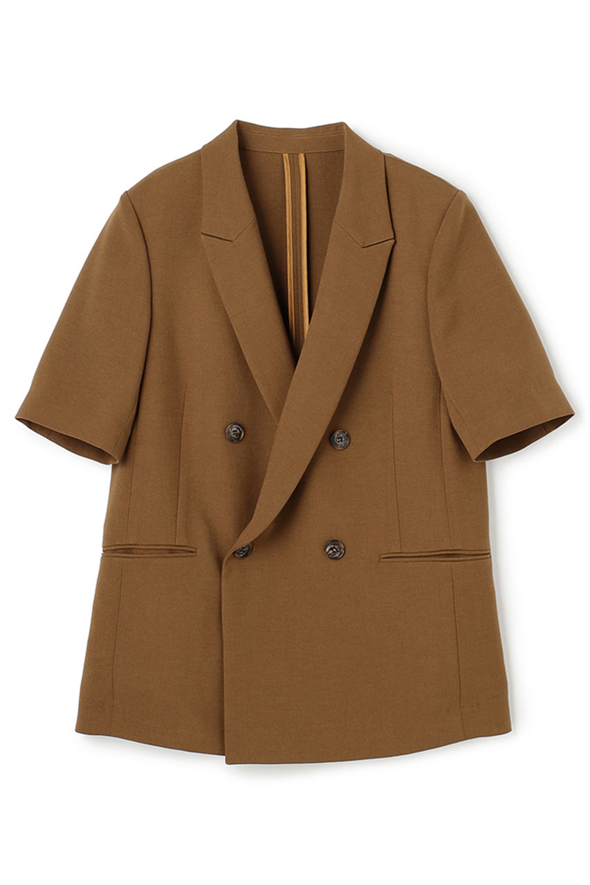 アンクレイヴ/uncraveのウォッシャブルドライサップ ハーフスリーブジャケット(キャメル/JKUVLM0401)