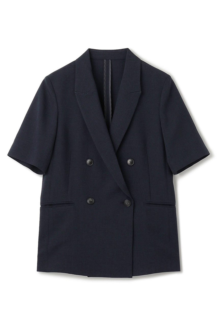 アンクレイヴ/uncraveのウォッシャブルドライサップ ハーフスリーブジャケット(ネイビー/JKUVLM0401)