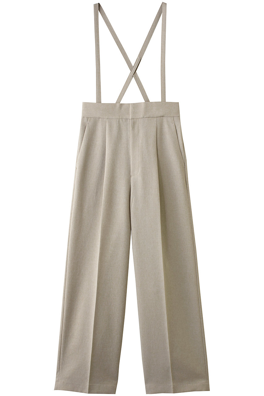 uncrave ウォッシャブルドライサップ ワイドパンツ(サスペンダー付き) (シャンブレーベージュ, 1) アンクレイヴ ELLE SHOP