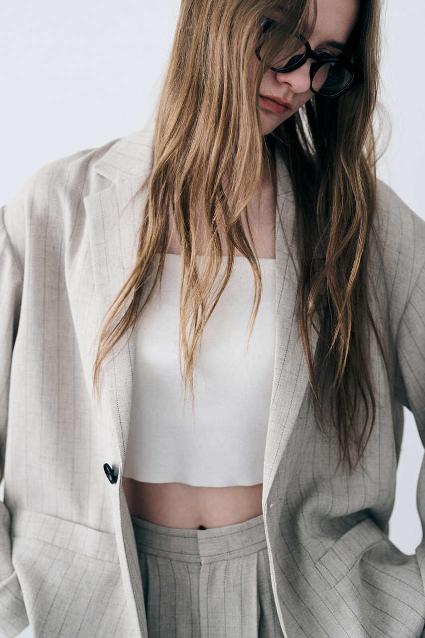 アンクレイヴ/uncraveのリネンライクツイル ジャケット(ブラックストライプ/JKUVLM0502)