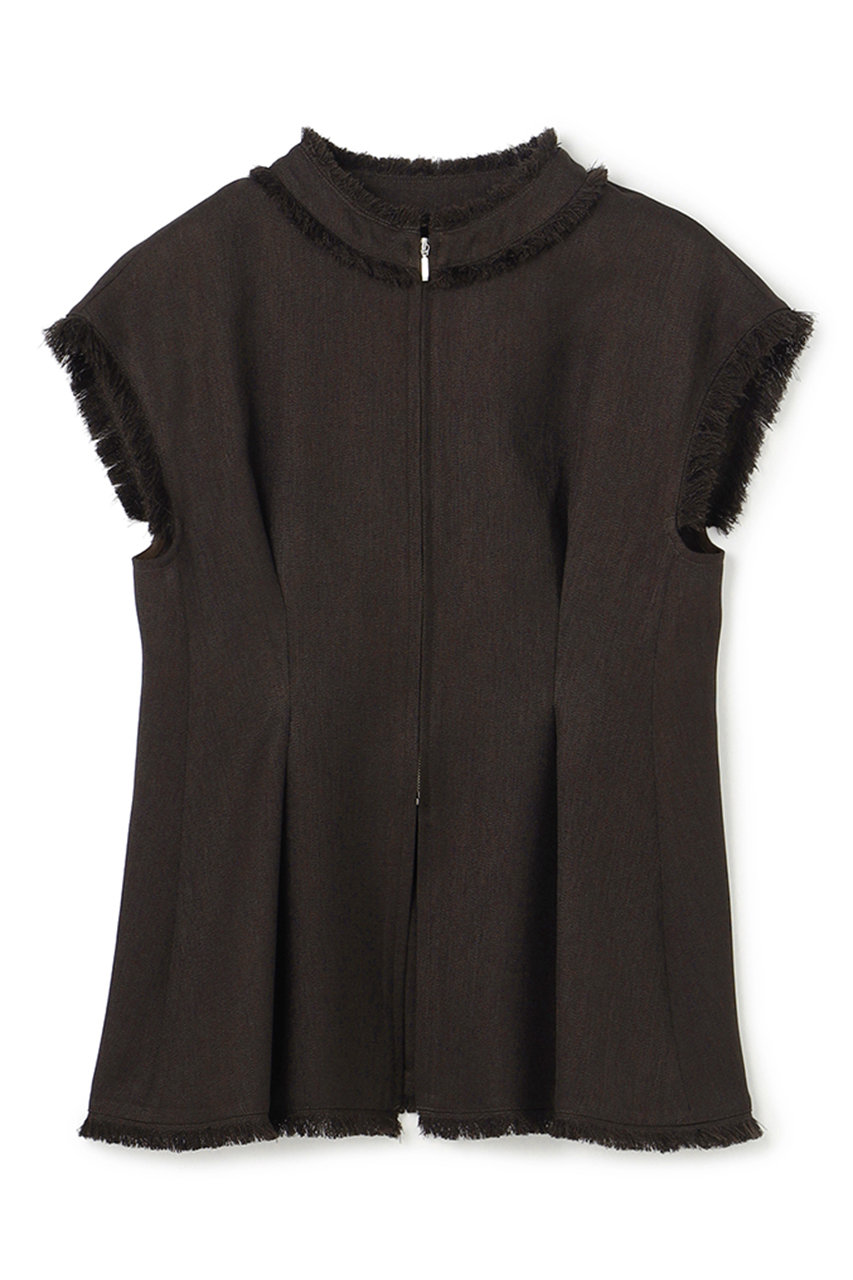 アンクレイヴ/uncraveのリネンライクツイル ジレブラウス(ダークブラウン/VRUVLM0502)